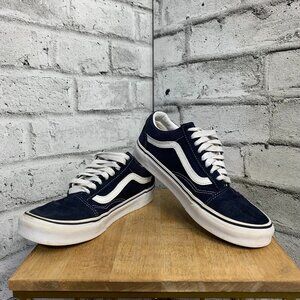 Vans Old Skool Off The Wall Sneakers Mens 6.5 Women's 8 Navy White Suede Canvas